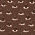 simple pattern with coffee cups in brown color, aromatic coffee pattern