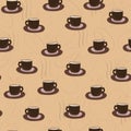 simple pattern with coffee cups in brown color, aromatic coffee pattern