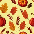 simple pattern illustration with leaves and food, ai generated image Royalty Free Stock Photo