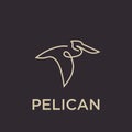 Simple pelican fly logo black outline line set silhouette logo icon designs  for logo icon stamp Royalty Free Stock Photo