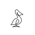 Simple pelican logo black outline line set silhouette logo icon designs vector for logo icon stamp Royalty Free Stock Photo