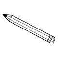 A simple pencil with an eraser. School item, office supplies. Doodle. Hand-drawn black and white vector illustration. The design Royalty Free Stock Photo