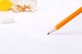 Simple pencil on white paper closeup Royalty Free Stock Photo