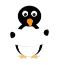 Simple penguin holding a blank sign illustration Royalty Free Stock Photo