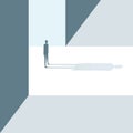 Simple person stepping into a unknown feature flat design illustration