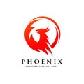 Simple phoenix bird circle logo