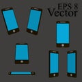 Simple phone icons in different angles, android, clipart,