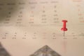 Simple Photo Illustration for Make a Schedule, Calendar Marking with Red and Blue Push Pin Royalty Free Stock Photo