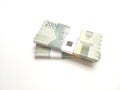 Simple Photo, Top View, Packs of Rupiah Indonesia Money, 2000, at white background