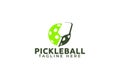 Simple pickleball logo with a combination of a paddle or racket and ball