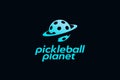 Simple pickleball planet logo with a combination of pickleball and a planet