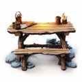 Fantasy Adventure Picnic Table For Camping Royalty Free Stock Photo