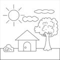 simple pictures of houses and trees