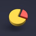 Simple pie chart icon 3D illustration on dark pastel background. 3d render minimal concept Royalty Free Stock Photo