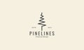 simple pine tree forest line logo symbol icon vector graphic design illustration