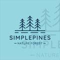 simple pines tree logo line art vector illustration template icon graphic design. pine symbol of nature minimalist concept Royalty Free Stock Photo