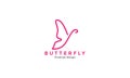 simple pink butterfly unique line logo symbol icon vector graphic design illustration Royalty Free Stock Photo