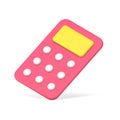Simple pink calculator with yellow display 3d icon vector illustration Royalty Free Stock Photo