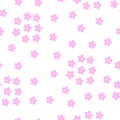 Simple pink flowers pastel-colored floral seamless pattern in flat style vector illustration, repeat ornament Royalty Free Stock Photo