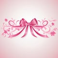 Simple Pink Ribbon Dangling on Minimalist White Background