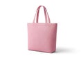 A simple pink tote bag with two handles isolated on a white background Royalty Free Stock Photo