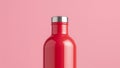 Simple Pink Water Bottle With Silver Cap Against a Plain Background Royalty Free Stock Photo
