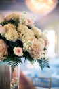 Simple Pink and White Rose Vase Table Arrangement