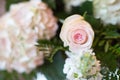 Simple Pink and White Rose Vase Table Arrangement