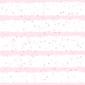 Simple pink on white striped background with red speckles