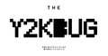 Simple pixel font, digital 8-bit letters, nostalgic Y2K vibe alphabet for 2000s arcade games logo and headline. Playful