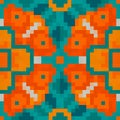 Simple pixel seamless palette in traditional Moroccan colors: Aqua, terracotta, orange, blue. Stock illustration.Template design