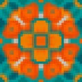 Simple pixel seamless palette in traditional Moroccan colors: Aqua, terracotta, orange, blue. Stock illustration.Template design
