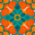 Simple pixel seamless palette in traditional Moroccan colors: Aqua, terracotta, orange, blue. Stock illustration.Template design