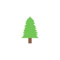Simple pixelated tree icon. Minimalistic pixel art tree with green leaves and a brown trunk.