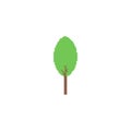 Simple pixelated tree icon. Minimalistic pixel art tree with green leaves and a brown trunk.