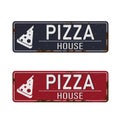 Simple Pizza house vector logo design, icon idea for restaurant brand.