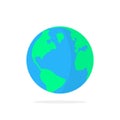 Simple planet earth icon with shadow