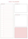 Simple Daily planner with schedule time table to do list and goals simple white pink print planner template