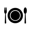 Simple plate spoon fork dining utensils icon Royalty Free Stock Photo