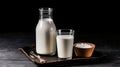 Simple Pleasures, A Rustic Glass of Milk, Pure and Wholesome. Generative AI Royalty Free Stock Photo