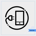 Simple plug with mobile phone icon - Professional, Pixel-aligned, Pixel Perfect, Editable Stroke, Easy Scalablility