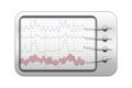 Simple polygraph vector illustration in realistic style, lie detector test with recorders and data graphs