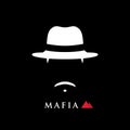 Simple portrait of Italian mafioso in hat. Royalty Free Stock Photo