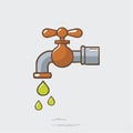 Vector Icon of a Leaky Polluted Water Tap Royalty Free Stock Photo