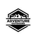 Simple premium Mountain adventure outdoor badge vector logo icon design