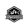 Simple premium Mountain adventure outdoor badge vector logo icon design