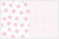Cute Irregular Dotted Seamless Vector Patterns. Black Tiny Dots with Pink Ones Isolated on a White Background. Royalty Free Stock Photo