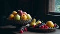 A simple provincial still life with fruits and flowers