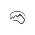 Simple Pulse Brain shaped mountain logo design symbol