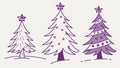 Simple purple christmas trees. digital illustration. created with Royalty Free Stock Photo